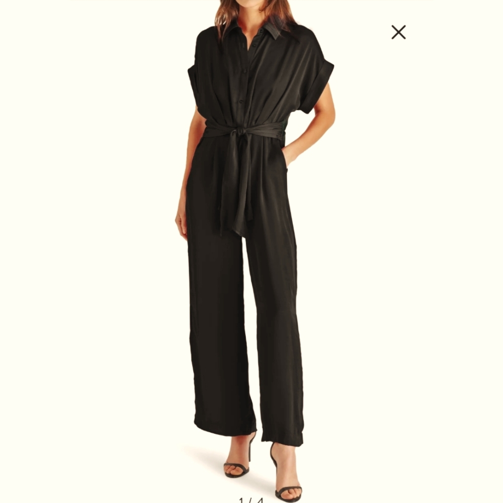 Tori Tie Waist Wide Leg Satin Jumpsuit